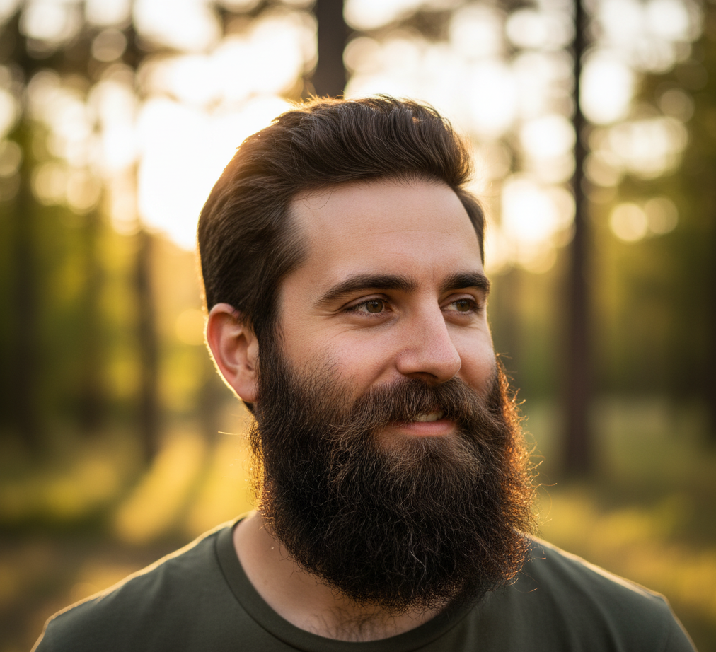 Man with thick healthy natural beard